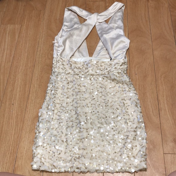 Vintage Bebe Belted Satin and Sequin Dress - Picture 3 of 10